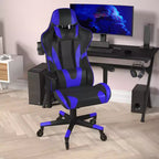 Flash Furniture X20 Sedia da gaming, sedia da ufficio da corsa per computer PC, regolabile con schienale reclinabile e ruote trasparenti