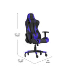 Flash Furniture X20 Sedia da gaming, sedia da ufficio da corsa per computer PC, regolabile con schienale reclinabile e ruote trasparenti