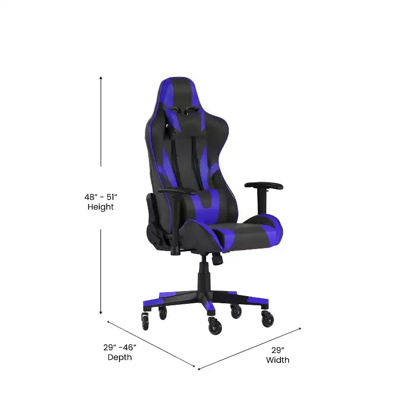Flash Furniture X20 Sedia da gaming, sedia da ufficio da corsa per computer PC, regolabile con schienale reclinabile e ruote trasparenti