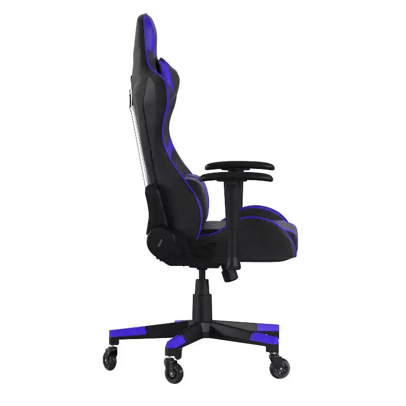 Flash Furniture X20 Sedia da gaming, sedia da ufficio da corsa per computer PC, regolabile con schienale reclinabile e ruote trasparenti