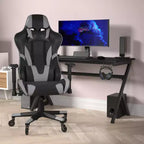 Flash Furniture X20 Sedia da gaming, sedia da ufficio da corsa per computer PC, regolabile con schienale reclinabile e ruote trasparenti