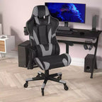 Flash Furniture X20 Sedia da gaming, sedia da ufficio da corsa per computer PC, regolabile con schienale reclinabile e ruote trasparenti