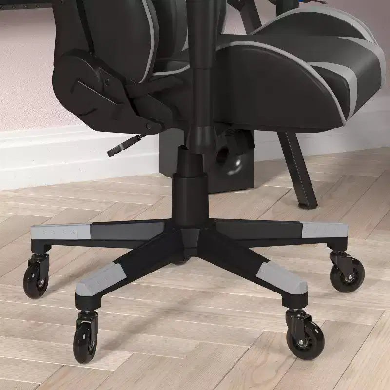 Flash Furniture X20 Sedia da gaming, sedia da ufficio da corsa per computer PC, regolabile con schienale reclinabile e ruote trasparenti