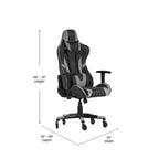 Flash Furniture X20 Sedia da gaming, sedia da ufficio da corsa per computer PC, regolabile con schienale reclinabile e ruote trasparenti