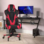 Flash Furniture X20 Sedia da gaming, sedia da ufficio da corsa per computer PC, regolabile con schienale reclinabile e ruote trasparenti