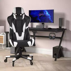 Flash Furniture X20 Sedia da gaming, sedia da ufficio da corsa per computer PC, regolabile con schienale reclinabile e ruote trasparenti