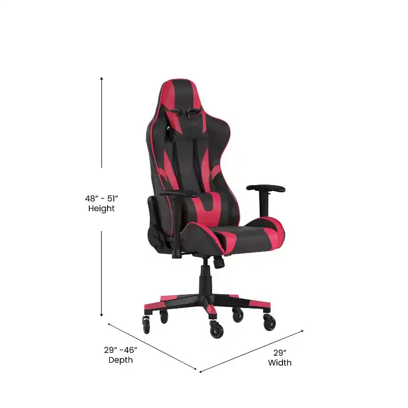 Flash Furniture X20 Sedia da gaming, sedia da ufficio da corsa per computer PC, regolabile con schienale reclinabile e ruote trasparenti