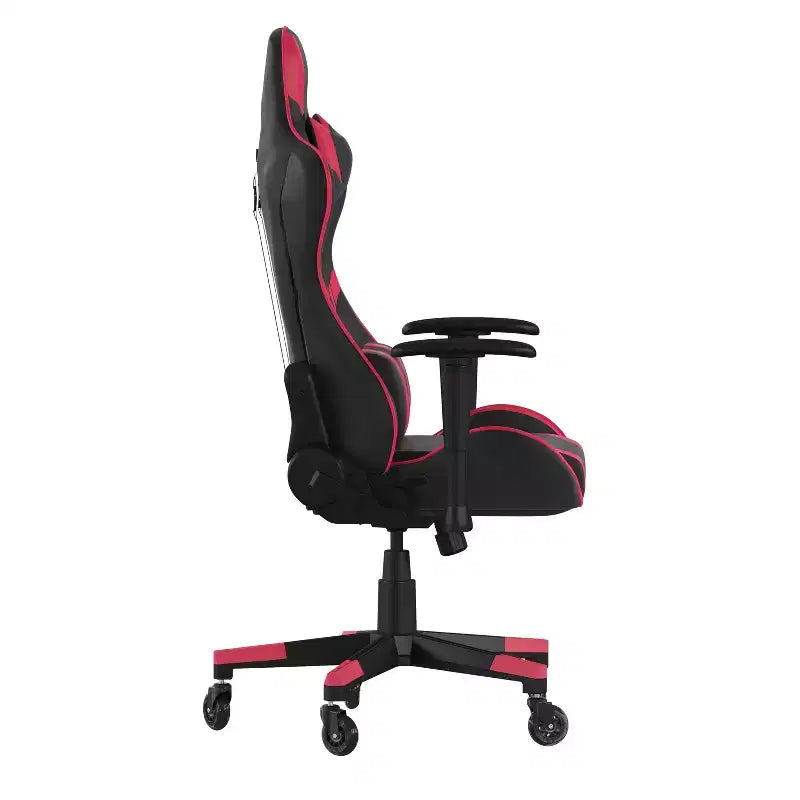 Flash Furniture X20 Sedia da gaming, sedia da ufficio da corsa per computer PC, regolabile con schienale reclinabile e ruote trasparenti