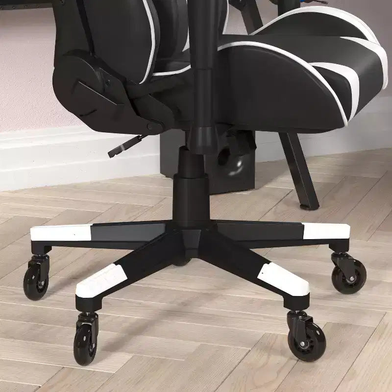 Flash Furniture X20 Sedia da gaming, sedia da ufficio da corsa per computer PC, regolabile con schienale reclinabile e ruote trasparenti