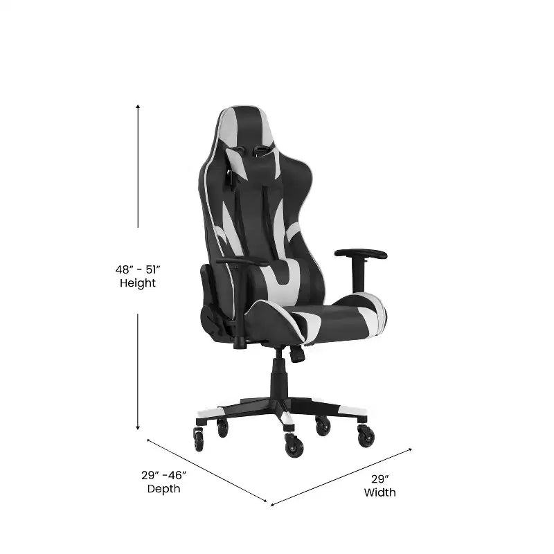 Flash Furniture X20 Sedia da gaming, sedia da ufficio da corsa per computer PC, regolabile con schienale reclinabile e ruote trasparenti