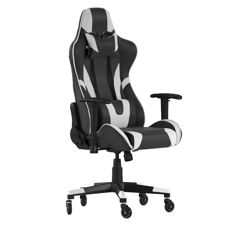 Flash Furniture X20 Sedia da gaming, sedia da ufficio da corsa per computer PC, regolabile con schienale reclinabile e ruote trasparenti