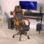 Chaise de jeu Flash Furniture X40, chaise d'ordinateur de course avec dossier et accoudoirs entièrement inclinables et roulettes transparentes, repose-pieds coulissant
