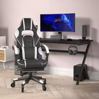 Chaise de jeu Flash Furniture X40, chaise d'ordinateur de course avec dossier et accoudoirs entièrement inclinables et roulettes transparentes, repose-pieds coulissant