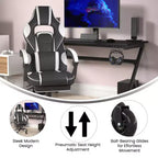 Chaise de jeu Flash Furniture X40, chaise d'ordinateur de course avec dossier et accoudoirs entièrement inclinables et roulettes transparentes, repose-pieds coulissant