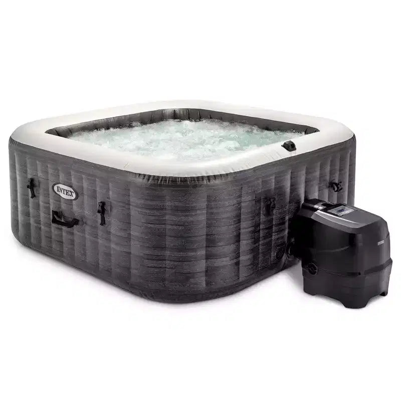 Intex PureSpa Plus Portable Inflatable Square Hot Tub Spa with 190 Bubble Jets and Built In Heater Pump