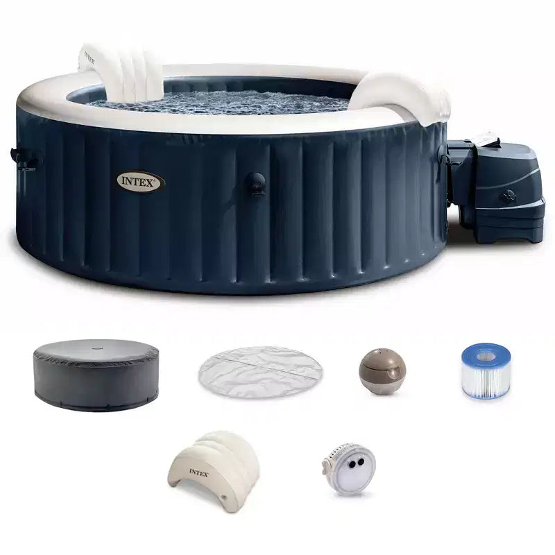 Intex PureSpa Plus 4 or 6 Person Portable Inflatable Round Hot Tub Spa with Soothing Bubble Jets and Built In Heater Pump