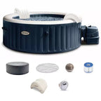Intex PureSpa Plus 4 or 6 Person Portable Inflatable Round Hot Tub Spa with Soothing Bubble Jets and Built In Heater Pump