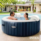 Intex PureSpa Plus - Spa gonflable rond portable 4 ou 6 places avec jets apaisants et pompe de chauffage intégrée