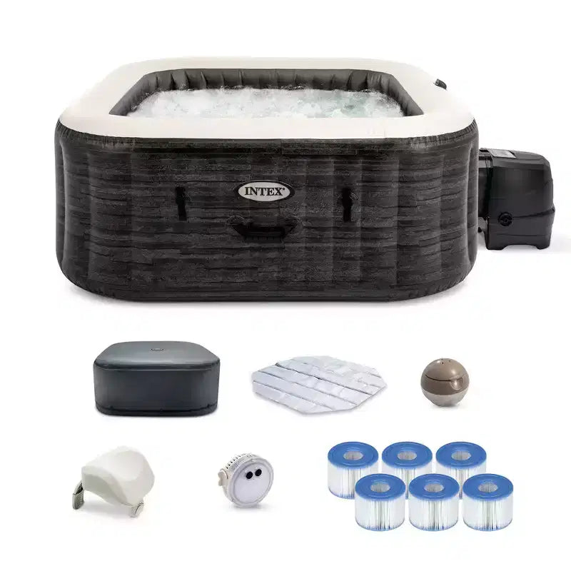 Intex PureSpa Plus Inflatable Square Spa & Type S1 Filter Cartridges (6 Pack)