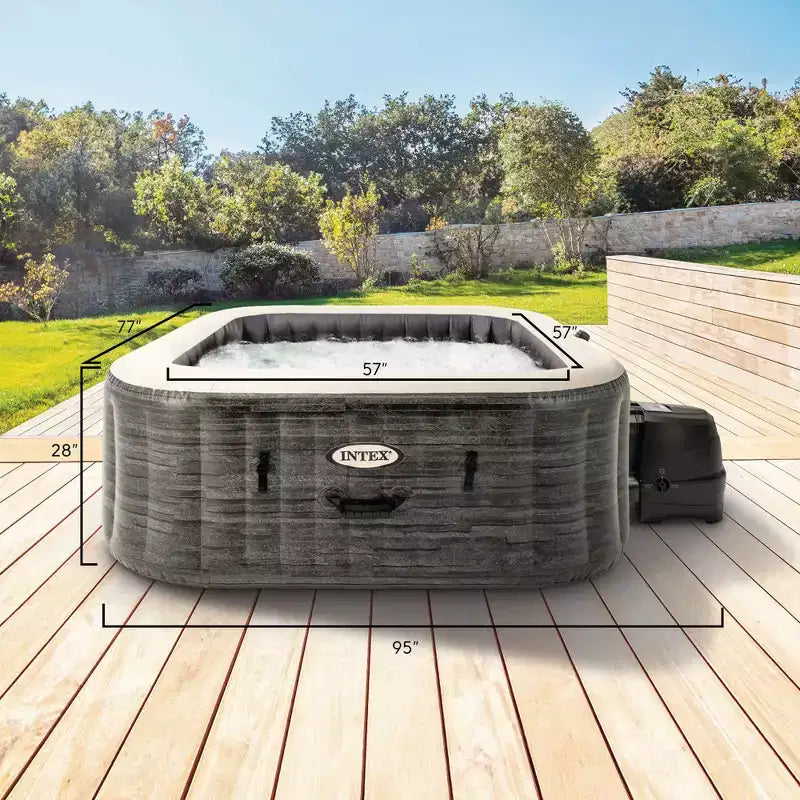 Spa gonflable carré Intex PureSpa Plus avec kit d'accessoires d'entretien