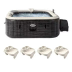 Intex PureSpa Plus Greystone Inflatable Hot Tub, 94 x 28, w/ Cup Holder 4-Pack