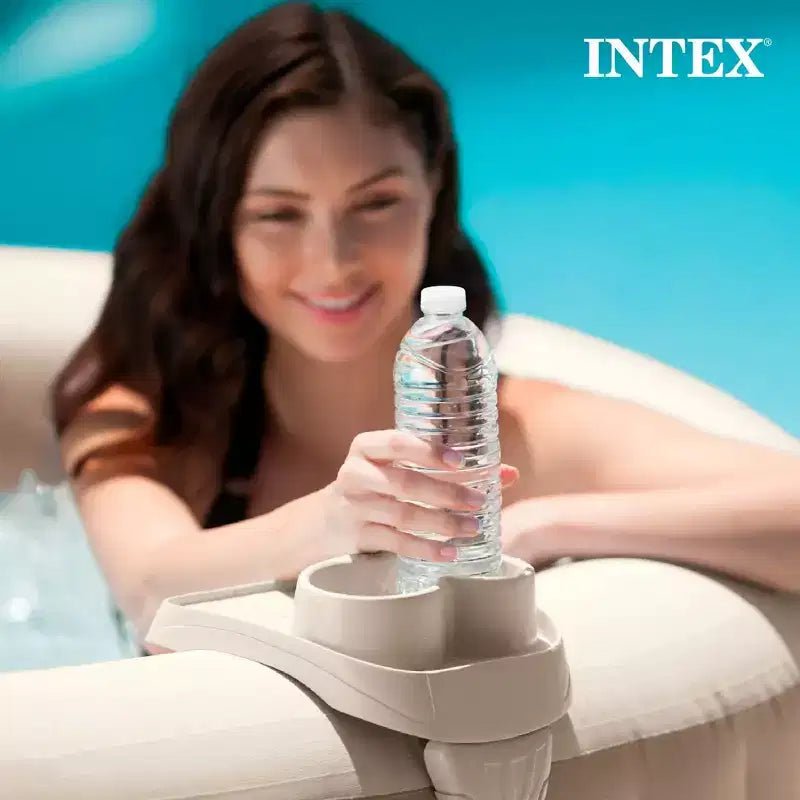 Spa gonflable Intex PureSpa Plus Greystone, 94 x 28 po, avec porte-gobelets (paquet de 4)