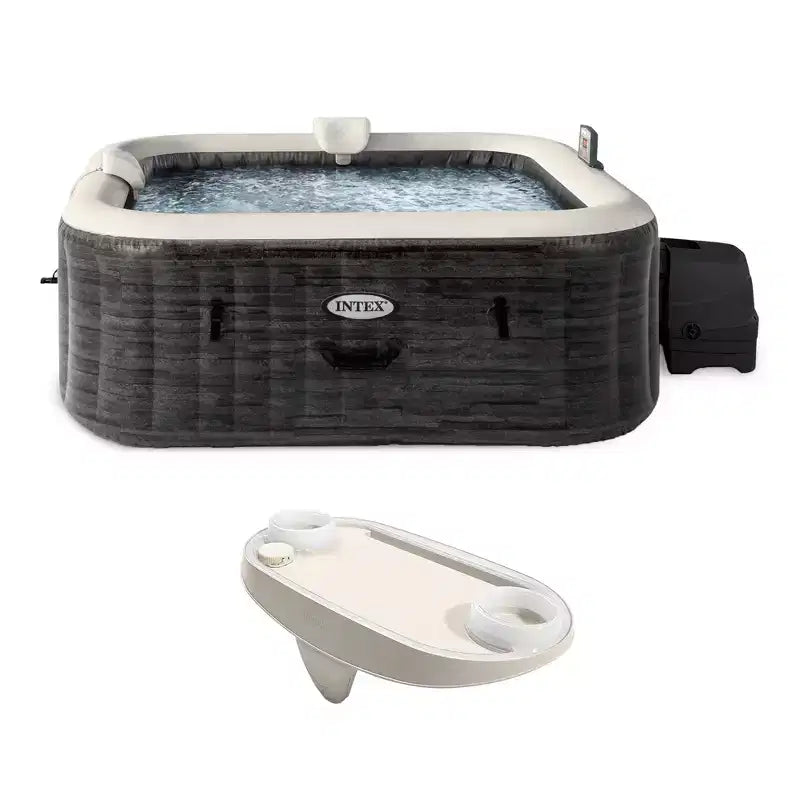 Intex PureSpa Plus Greystone Inflatable Hot Tub, 94x28, w/ Tablet & Phone Tray