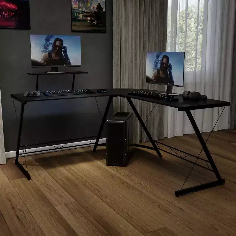 Bureau d'angle Emma et Oliver, bureau gaming, bureau pour la maison, structure