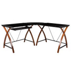 Emma and Oliver Glass L-Shape Corner Computer Desk with Pull-Out Keyboard Tray