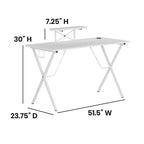 Bureau de gaming Emma et Oliver avec porte-gobelet, support pour casque et support pour écran/smartphone