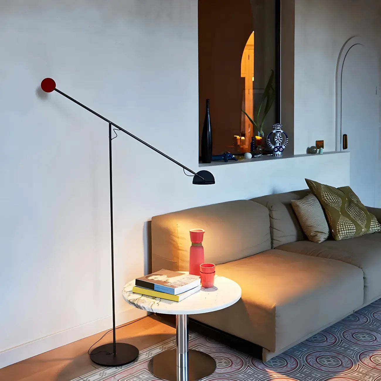 Lampadaire moderne à bras articulé LED en métal pour salon