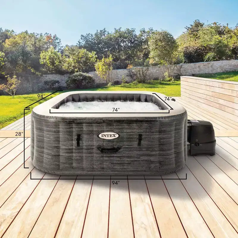 Intex 28451EP PureSpa Plus Greystone Spa gonflable carré, 94 x 28, avec cartouches filtrantes de rechange Type S1 Easy Set, lot de 12