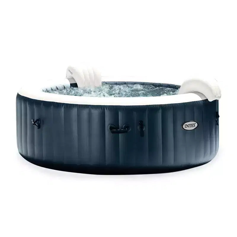 INTEX PureSpa Plus Spa Gonflable Rond 6 Personnes 85 avec 170 Jets de Bulles et 4 Coussins Appuie-Tête en Mousse, Blanc
