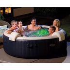 INTEX PureSpa Plus Spa Gonflable Rond 6 Personnes 85 avec 170 Jets de Bulles et 4 Coussins Appuie-Tête en Mousse, Blanc
