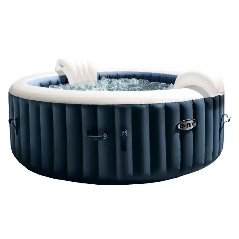 Intex PureSpa Plus Bain à remous gonflable portable à bulles et jets, 77 x 28 po et PureSpa Coussin appuie-tête en mousse, accessoire pour spa, blanc (paquet de 4)