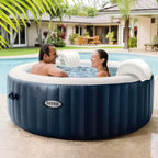 Intex PureSpa Plus Bain à remous gonflable portable à bulles et jets, 77 x 28 po et PureSpa Coussin appuie-tête en mousse, accessoire pour spa, blanc (paquet de 4)