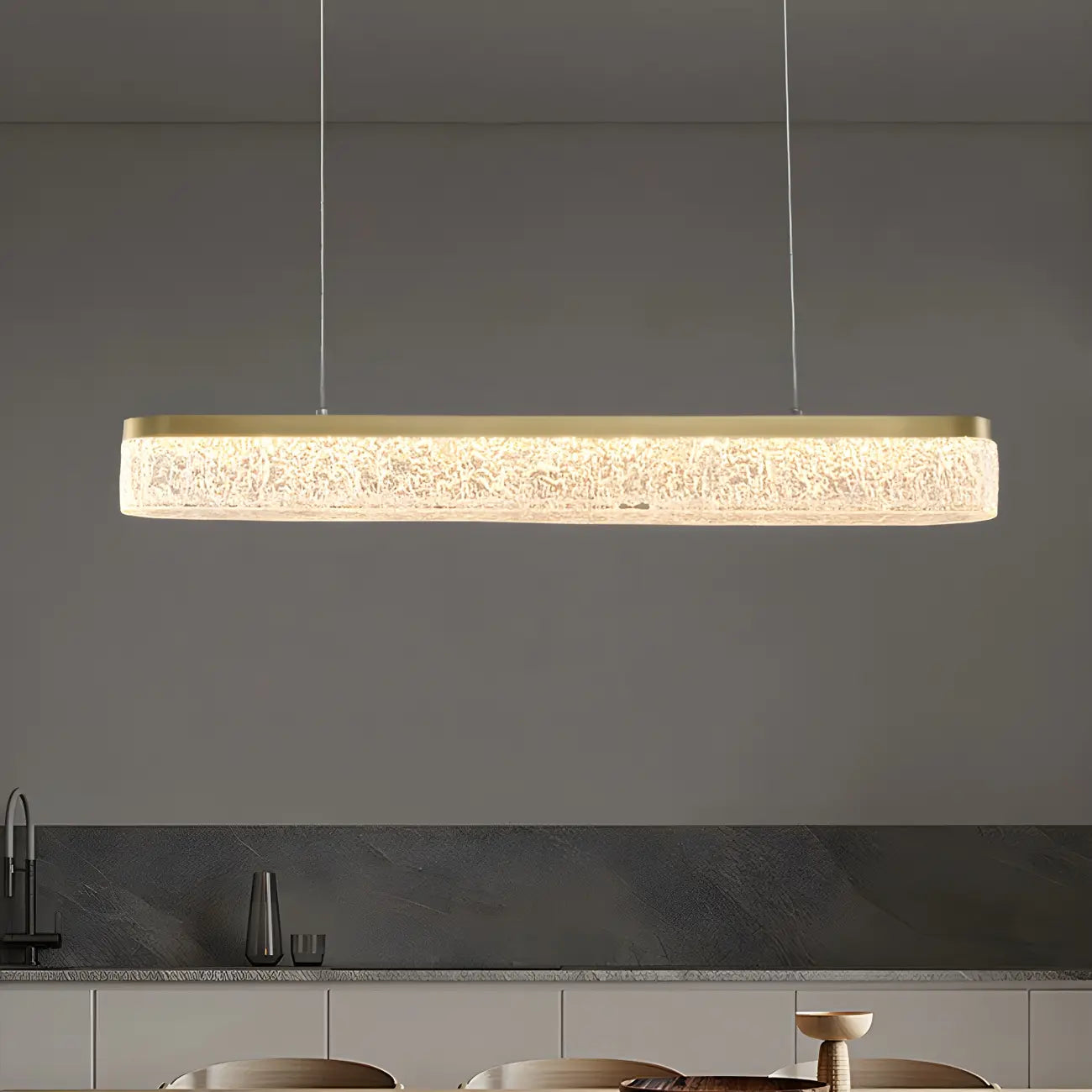 Suspension LED moderne dorée à 3 niveaux de gradation pour îlot de cuisine