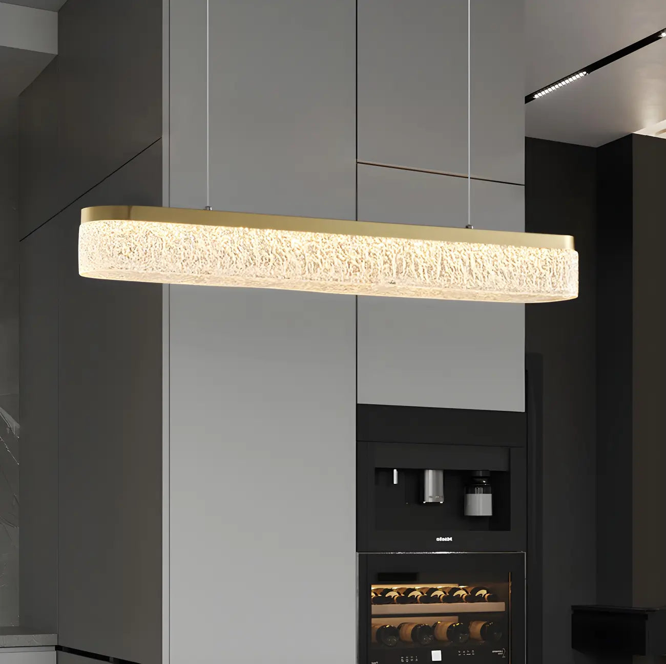 Suspension LED moderne dorée à 3 niveaux de gradation pour îlot de cuisine