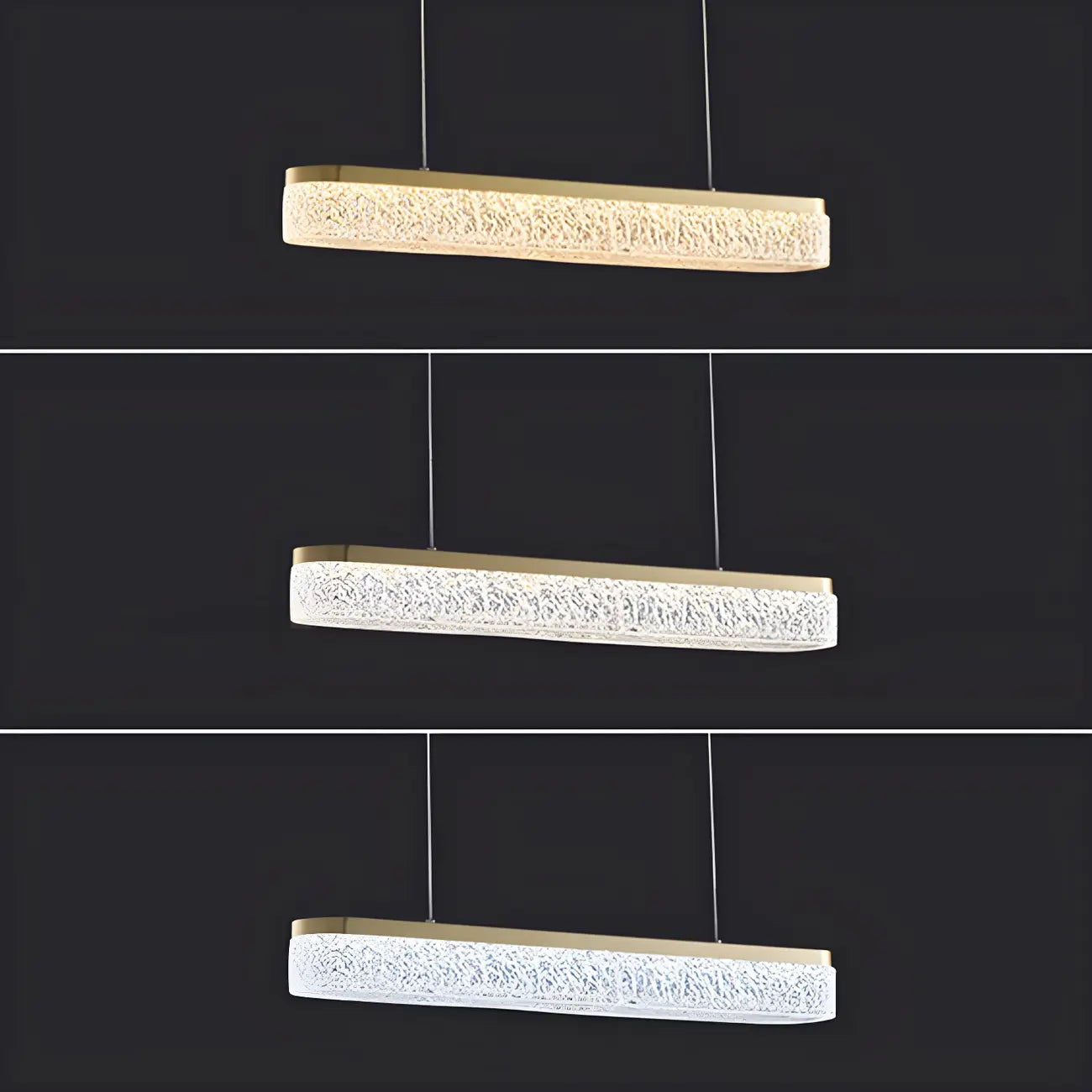 Suspension LED moderne dorée à 3 niveaux de gradation pour îlot de cuisine