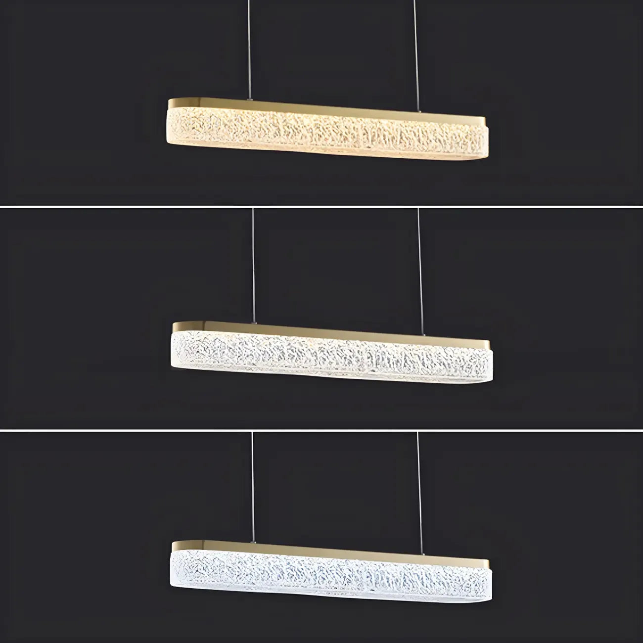 Suspension LED moderne dorée à 3 niveaux de gradation pour îlot de cuisine