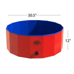 Piscine pour chien – Bassin portatif et pliable pour animaux de compagnie de 77,5 cm avec vidange et sac de transport pour le bain ou le jeu par PETMAKER (rouge)