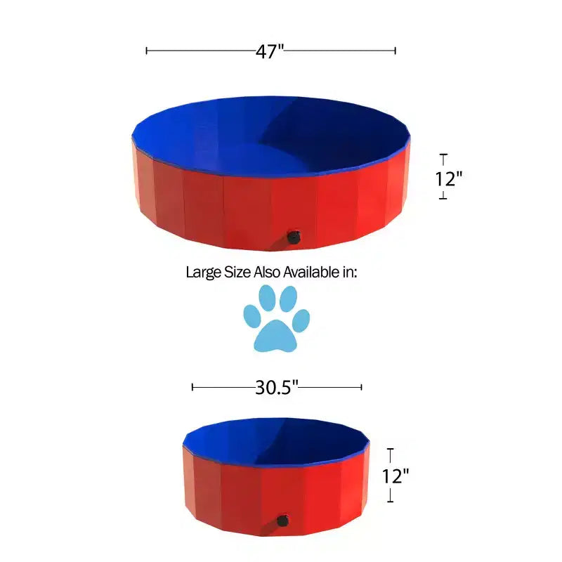 Piscine pour chien – Bassin portatif et pliable pour animaux de compagnie de 77,5 cm avec vidange et sac de transport pour le bain ou le jeu par PETMAKER (rouge)