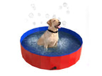 Portable Plastic Pool for Dogs - 47-Inch Diameter Foldable Pool with Carrying Bag - Large Pet Pool with Drain for Bathing or Play by PETMAKER (Red)