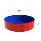 Piscine portative en plastique pour chiens – Piscine pliable de 119 cm de diamètre avec sac de transport – Grande piscine pour animaux de compagnie avec drain pour le bain ou le jeu par PETMAKER (rouge)