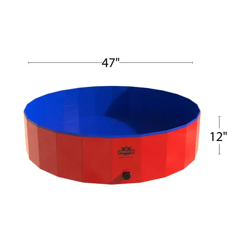 Piscine portative en plastique pour chiens – Piscine pliable de 119 cm de diamètre avec sac de transport – Grande piscine pour animaux de compagnie avec drain pour le bain ou le jeu par PETMAKER (rouge)