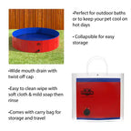 Piscine portative en plastique pour chiens – Piscine pliable de 119 cm de diamètre avec sac de transport – Grande piscine pour animaux de compagnie avec drain pour le bain ou le jeu par PETMAKER (rouge)