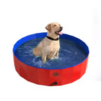 Piscine portative en plastique pour chiens – Piscine pliable de 119 cm de diamètre avec sac de transport – Grande piscine pour animaux de compagnie avec drain pour le bain ou le jeu par PETMAKER (rouge)