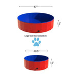 Piscine portative en plastique pour chiens – Piscine pliable de 119 cm de diamètre avec sac de transport – Grande piscine pour animaux de compagnie avec drain pour le bain ou le jeu par PETMAKER (rouge)