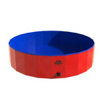 Piscine portative en plastique pour chiens – Piscine pliable de 119 cm de diamètre avec sac de transport – Grande piscine pour animaux de compagnie avec drain pour le bain ou le jeu par PETMAKER (rouge)