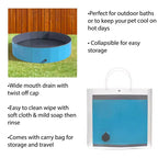 Piscine portable pour chien pour grands chiens – Baignoire pliable en plastique avec drain et sac de transport pour animaux de compagnie et jeux de jardin avec les enfants par PETMAKER (bleu)